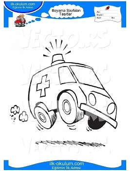 Çocuklar İçin Ambulans Boyama Sayfaları 